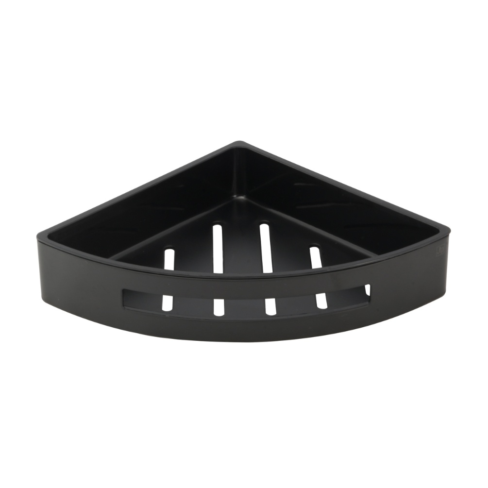 Product Cut out image of the JTP Vos Matt Black Corner Basket with Shelf